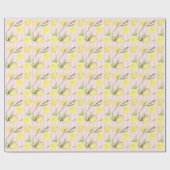 Papier cadeau à rayures roses et citron (Plat)
