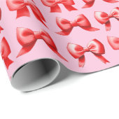Papier cadeau à ruban de Noël rouge (Coin rond)