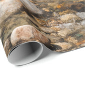 Papier Cadeau A running stream river with clear water flowing wi (Coin rond)