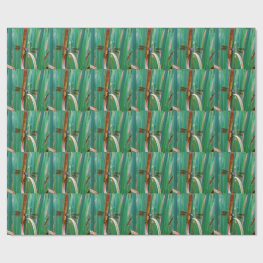 Papier Cadeau A teal Eyed Dragonfly with cattails (Plat)
