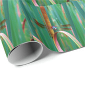 Papier Cadeau A teal Eyed Dragonfly with cattails (Coin rond)