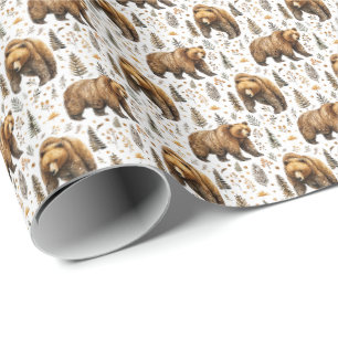 Papier cadeau à thème ours faune animaux