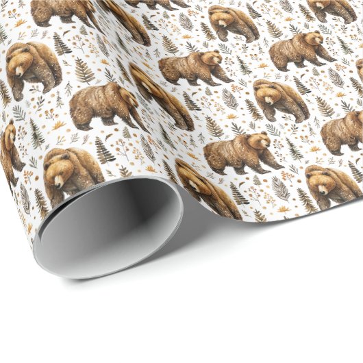 Papier cadeau à thème ours faune animaux (Coin rond)