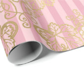 Papier cadeau à thème vin Paris or et rose (Coin rond)