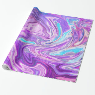 papier cadeau à tourbillons rose bleu et violet