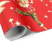 Papier Cadeau A Very Retro Merry & Bright Christmas Pixies (Coin rond)