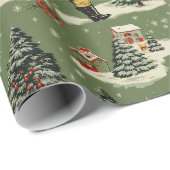 Papier Cadeau A Very Retro Merry & Bright Santas (Coin rond)