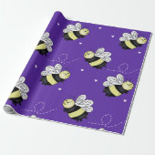 Papier cadeau abeille à bourdons violette (Déroulé)