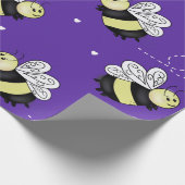 Papier cadeau abeille à bourdons violette (Coin)