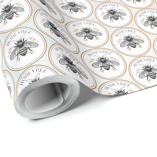 Papier Cadeau Abeille à miel (Coin rond)
