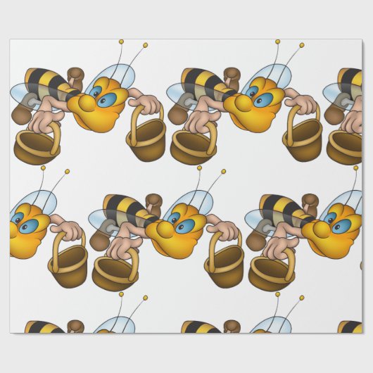 Papier Cadeau Abeille à miel avec illustration d'autobus amusant (Plat)