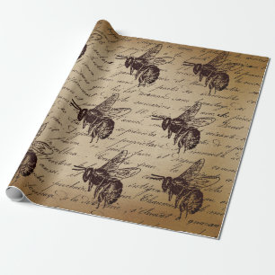 Papier Cadeau Abeille à miel découpage vintage