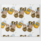 Papier Cadeau Abeille avec paniers Illustration d'abeille occupé (Plat)