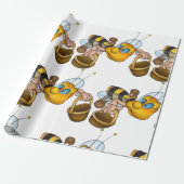 Papier Cadeau Abeille avec paniers Illustration d'abeille occupé (Déroulé)