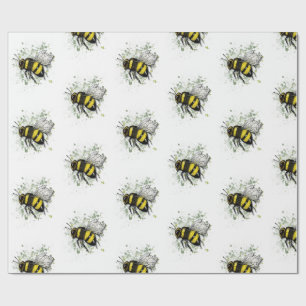Papier Cadeau Abeille Bourdon Volante, Dessin Numérique Main Lev