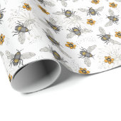 Papier Cadeau Abeille de miel florale élégante Été (Coin rond)