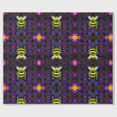 Papier Cadeau Abeille de miel néon vibrante avec Hexagonal Abstr (Plat)