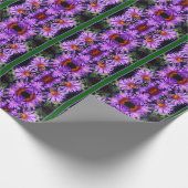 Papier Cadeau Abeille De Miel Sur Fleur D'Aster Violet Abstrait (Coin)