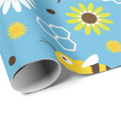 Papier Cadeau Abeille & Fleurs (Coin rond)