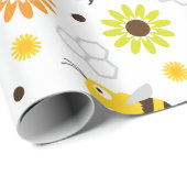 Papier Cadeau Abeille & Fleurs (Coin rond)