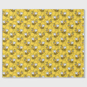 Papier Cadeau Abeille jaune mignonne et tournesol 1ère année d'a (Plat)