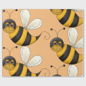 Papier Cadeau Abeille Souriante Personnage de Bourdon Amusant (Plat)