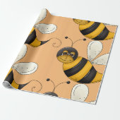 Papier Cadeau Abeille Souriante Personnage de Bourdon Amusant (Déroulé)
