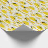 Papier Cadeau Abeille sur papier d'enveloppement de fleurs - Arr (Coin)