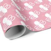 Papier Cadeau Abeilles dans le rose (Coin rond)