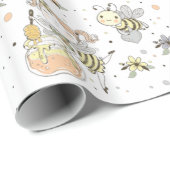 Papier Cadeau Abeilles De Miel, Fée & Bébé En Motif Sans Faille (Coin rond)