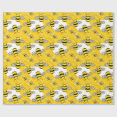 Papier Cadeau Abeilles de miel jaune (Plat)