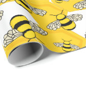 Papier Cadeau Abeilles de miel jaune (Coin rond)
