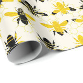 Papier Cadeau Abeilles de miel ! Papier d'emballage (Coin rond)