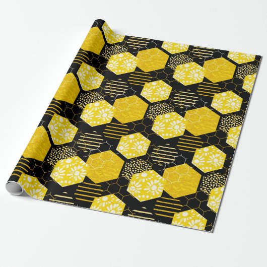 Papier Cadeau Abeilles de miel ! Papier d'emballage (Déroulé)