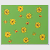 Papier Cadeau Abeilles et fleurs (Plat)