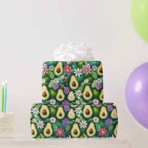 Papier Cadeau Abeilles et fleurs Avocados