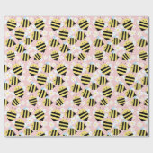 Papier Cadeau Abeilles Et Fleurs Blanches (Plat)