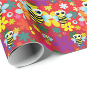 Papier Cadeau Abeilles heureuses (Coin rond)