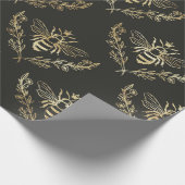 Papier Cadeau Abeilles noires et d'or. (Coin)