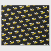 Papier Cadeau Abeilles noires heureuses mignonnes amusantes (Plat)