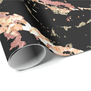 Papier Cadeau Abrégé sur lumineux noir de corail rose de marbr