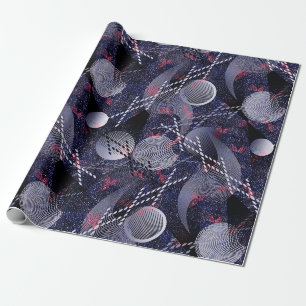 Papier Cadeau Abréviation géométrique bleue et rouge.