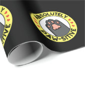 Papier Cadeau Absolument Pawsitive Funny Paw Pun Dark BG (Coin rond)