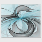 Papier Cadeau Abstract Anthracite Gray Blue Modern Fractal Art (Plat)
