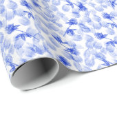 Papier Cadeau Abstract Blue Flowers and d Paint Brushstrokes (Coin rond)