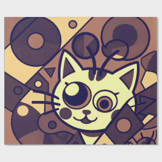 Papier Cadeau Abstract Cat Art Brown Beige