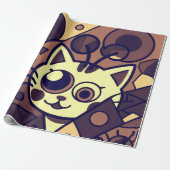 Papier Cadeau Abstract Cat Art Brown Beige (Déroulé)