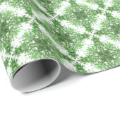Papier Cadeau Abstract Floral Pattern In Black Green On White (Coin rond)