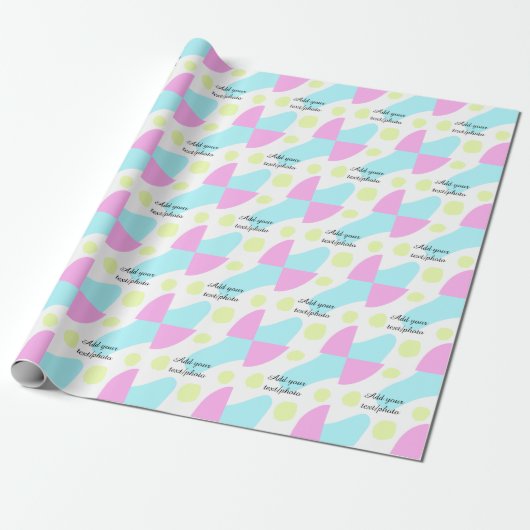 Papier Cadeau Abstract geometric shapes pastel add name photo ba (Déroulé)