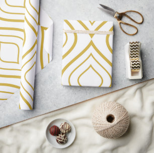 Papier Cadeau Abstract geometrical, white and gold